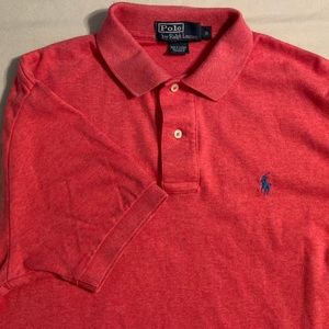 Polo by Ralph Lauren Blue Pony Short Sleeve Cotton Shirt-Salmon-Pink-Men Small